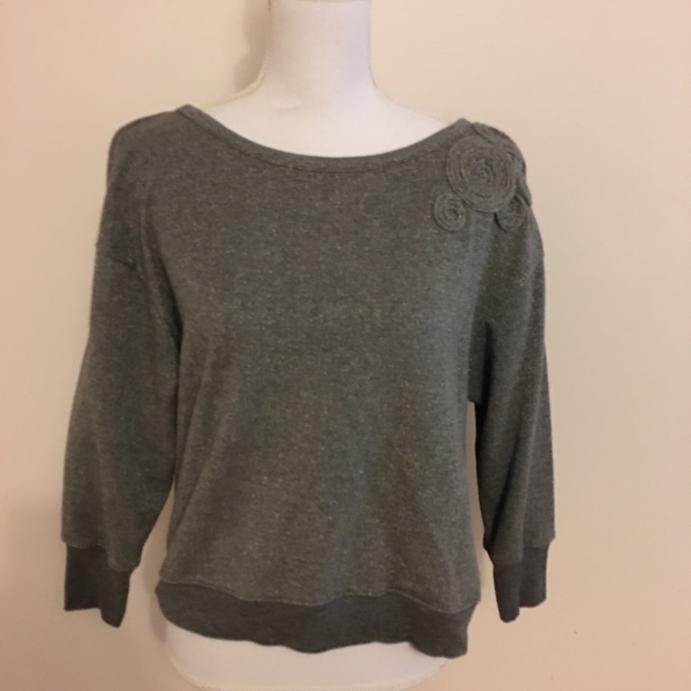 Plastic Island Metallic Silver Sweatshirt Blouse S